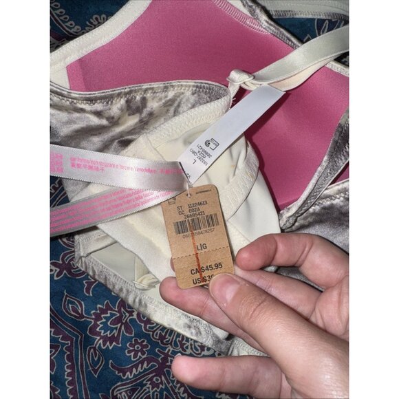 PINK  Victoria Secret Satin Lightly Lined Corset Bra Longline Camo Blur L NWT - Picture 8 of 8